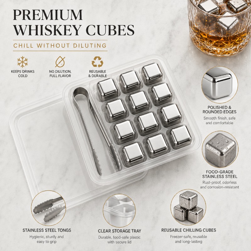 4/6/8/12pcs Stainless Steel Ic - Beer Wine Reus recension och pris