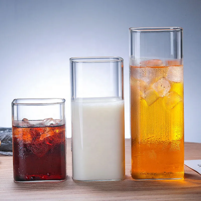 Square Simple Glass Cup Clear  - Wine Beer Juice recension och pris